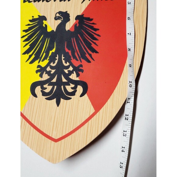 Medieval Times Wooden Knight Shield Red & Yellow Phoenix Bird Souvenir Kids LARP - Picture 5 of 5